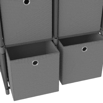 5-Cube Display Shelf with Boxes Grey 103x30x72.5 cm Fabric