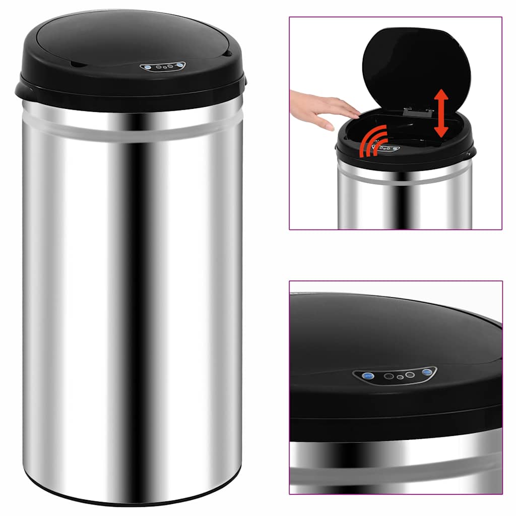 Automatic Sensor Dustbin Stainless Steel Silver 50 l