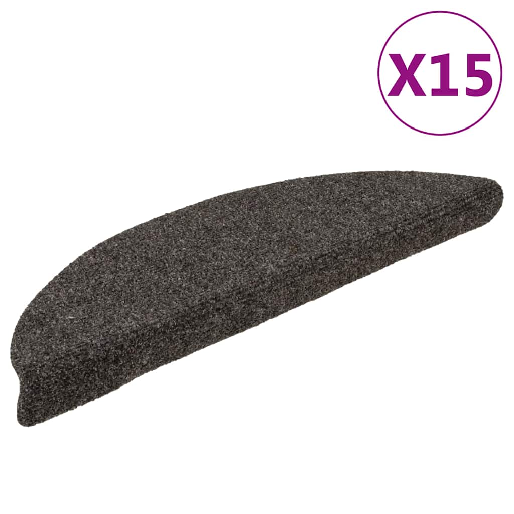 vidaXL Stair Mat | Set of 15 | Anthracite | Needle-Punched Fabric (100% PP) 1