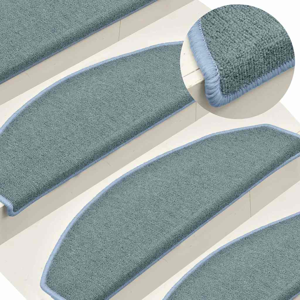 vidaXL Stair mats 15 pcs 65 x 24 x 4 cm Non-Slip Sea Blue 1