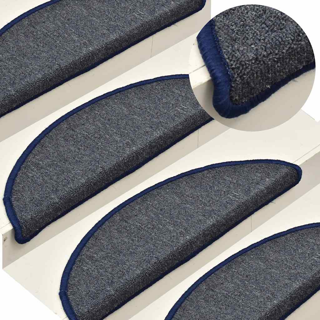 vidaXL Stair mats 15 pcs 56 x 17 x 3 cm Non-Slip Dark Grey and Blue 1