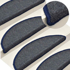 vidaXL Stair mats 15 pcs 56 x 17 x 3 cm Non-Slip Dark Grey and Blue 1