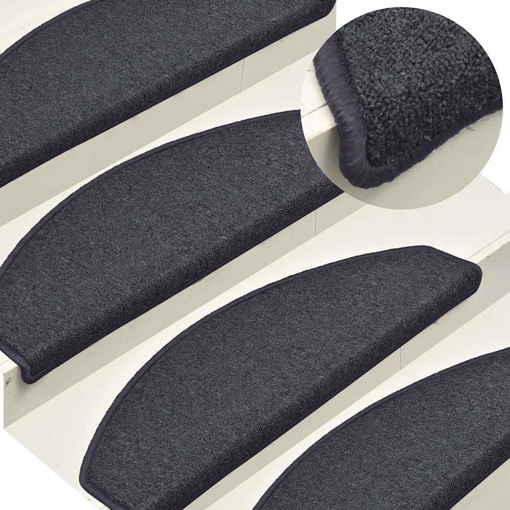 vidaXL Stair mats 15 pcs 65 x 24 x 4 cm Non-Slip Dark Grey and Blue 1