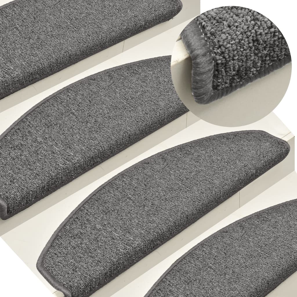 vidaXL Stair mats 15 pcs 65 x 24 x 4 cm Non-Slip Grey and Black 1