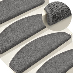 vidaXL Stair mats 15 pcs 65 x 24 x 4 cm Non-Slip Grey and Black 1