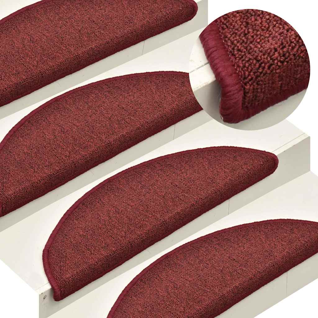 Stair Mats Half Round 15 in Bordeaux Red