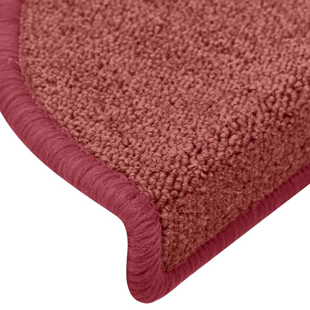 vidaXL Stair mats 15 pcs 65 x 24 x 4 cm Non-Slip Bordeaux Red 6