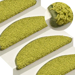 vidaXL Stair Mats 15 pcs 56x17x3 cm Green Half Round 1
