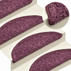 vidaXL Stair Mats 15 pcs 56x17x3 cm Dark Purple Half Round 4