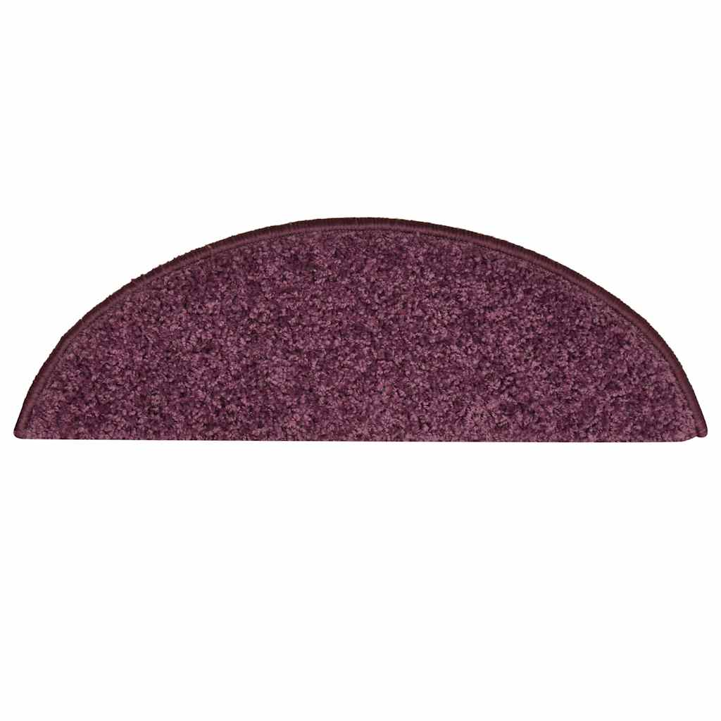 vidaXL Stair Mats 15 pcs 56x17x3 cm Dark Purple Half Round 6