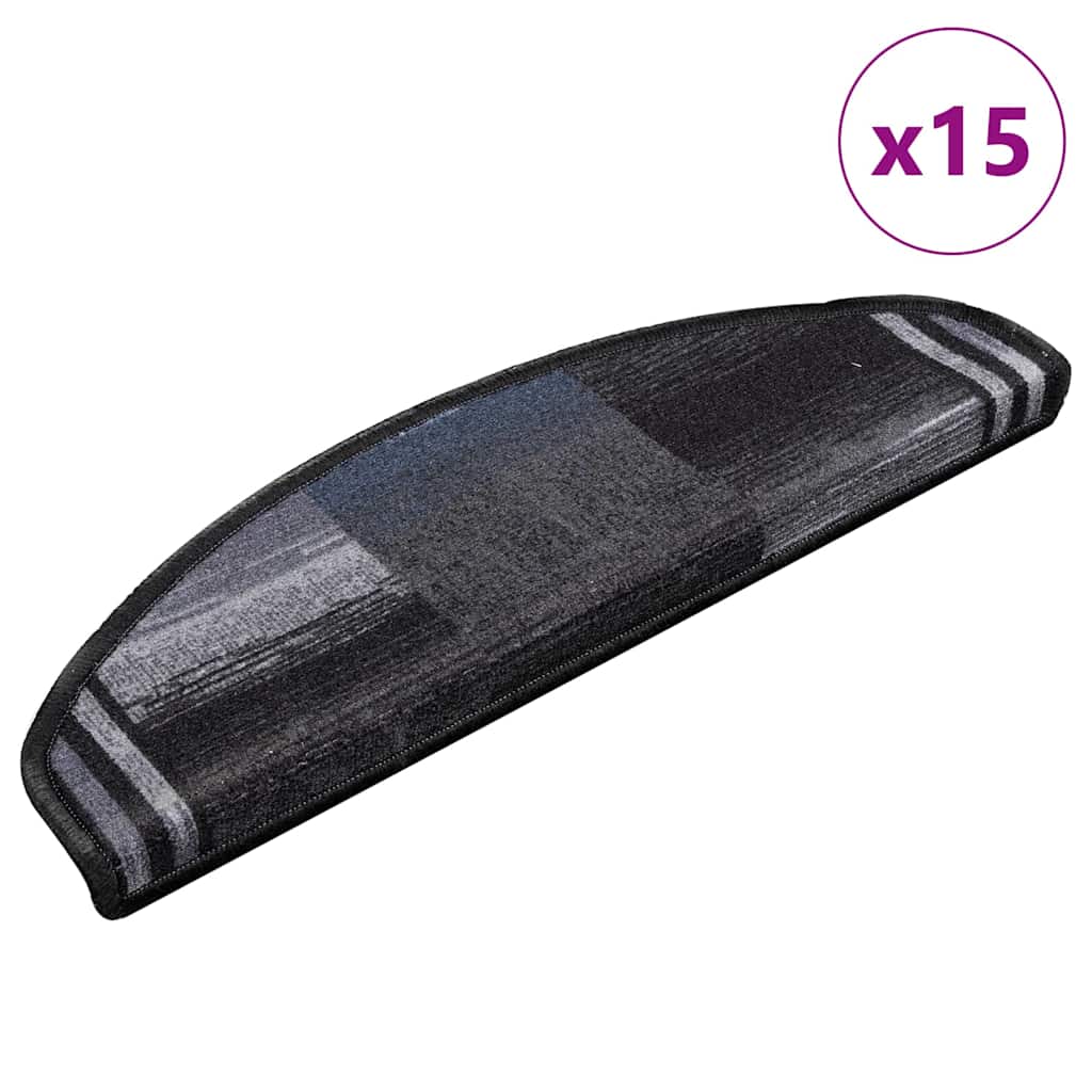 Stair Mats Self-adhesive Half-round in Black and Grey