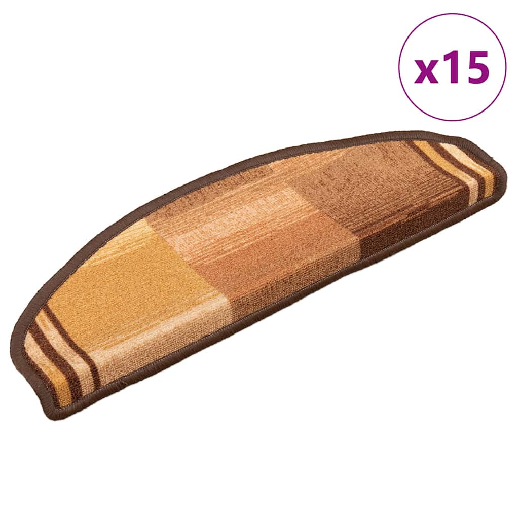 Stair Mats Self-adhesive Half-round in Brown