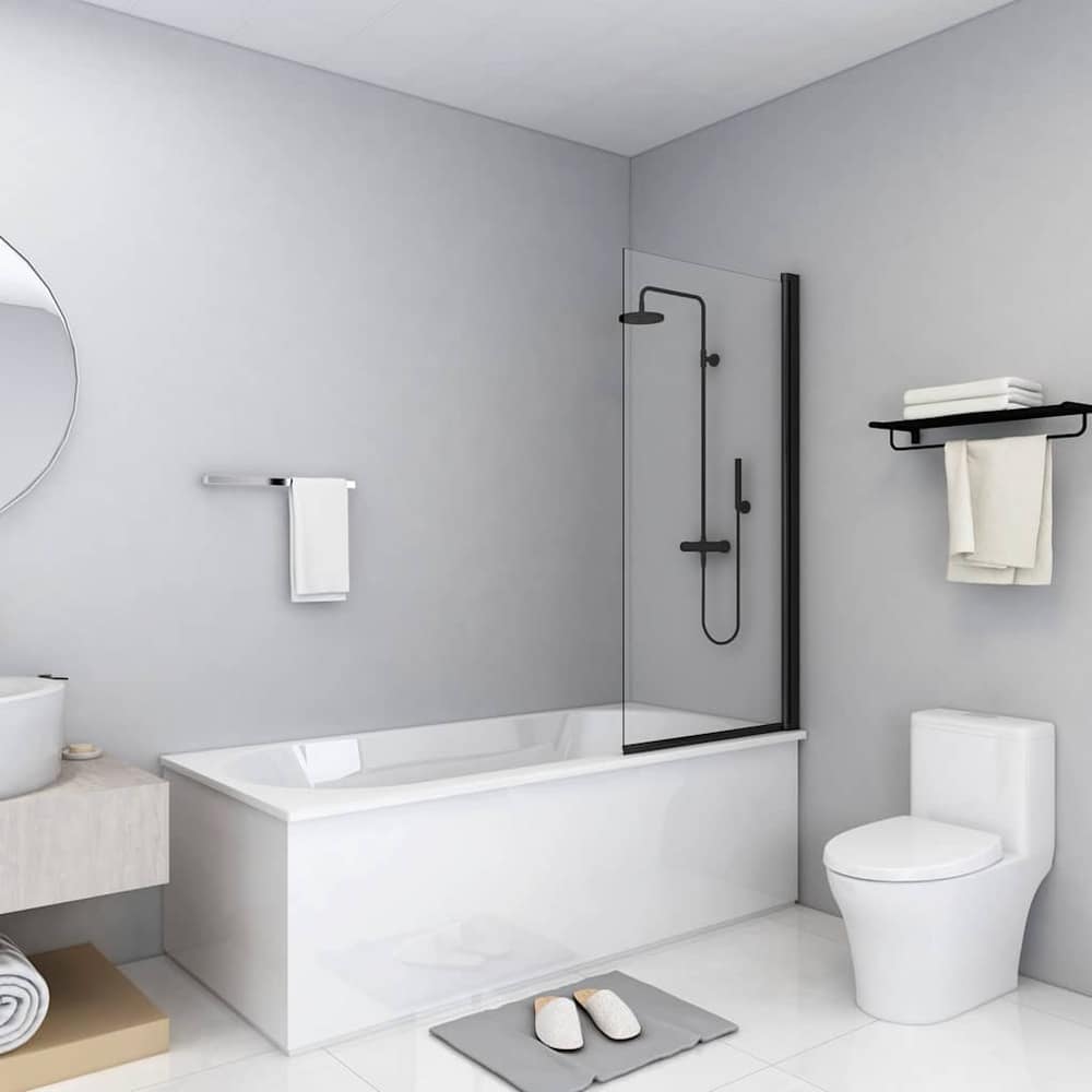 Shower Enclosure ESG 68x130 cm Black Transparent