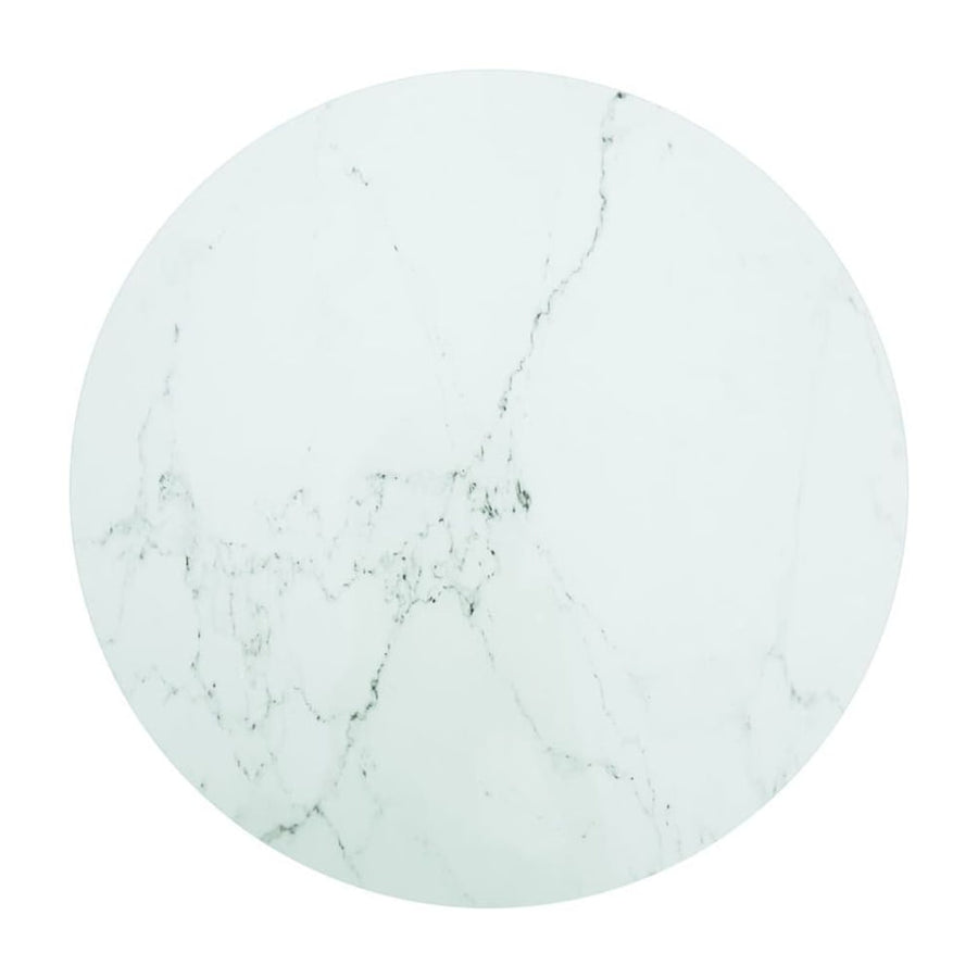 Table Top White Tempered Glass with Marble Design