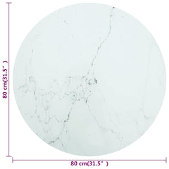 vidaXL Table Top | White | Tempered glass | 80 cm diameter |  Durable 4