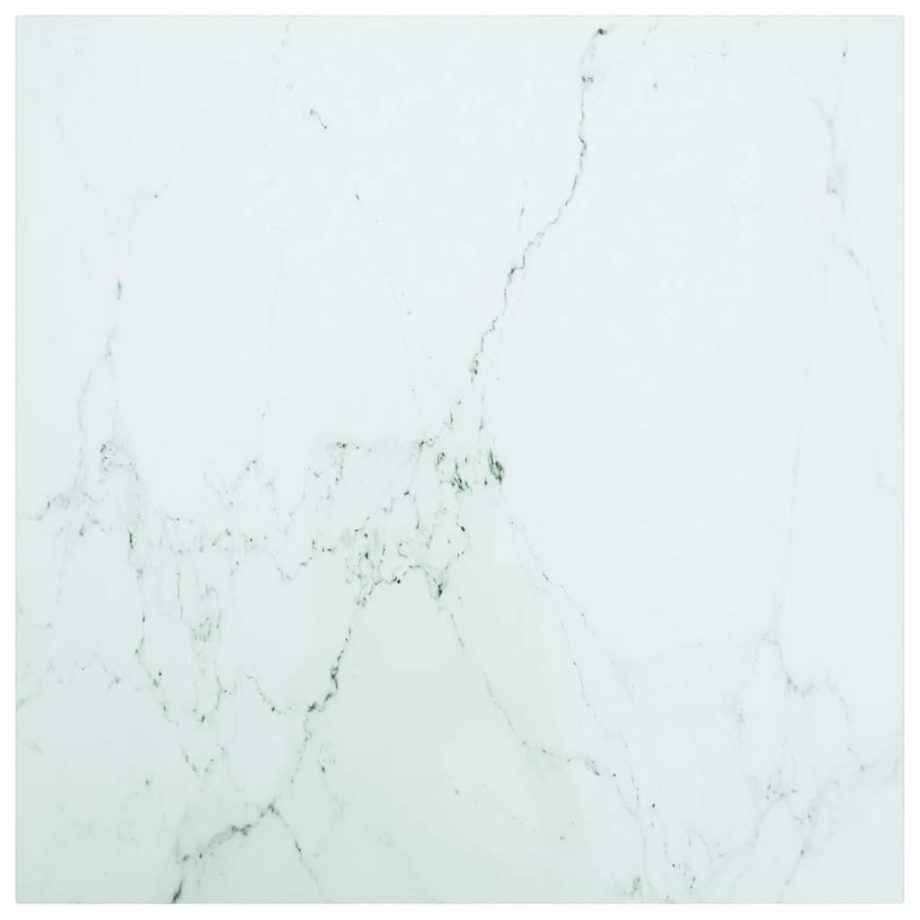vidaXL Table Top | White | Tempered Glass | Pattern | Table Top | Square 1