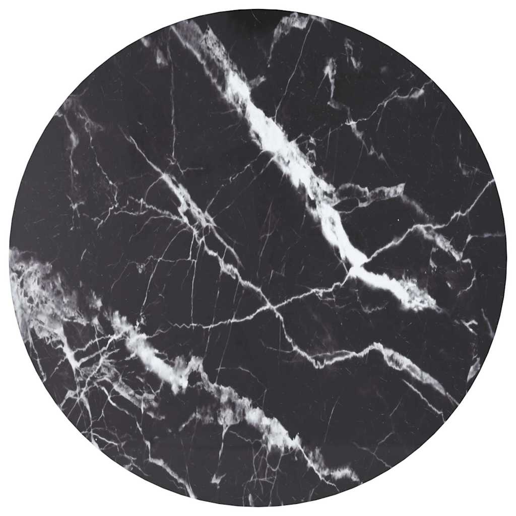 322264 vidaXL Table Top Black Ø60x0,8 cm Tempered Glass with Marble Design 1