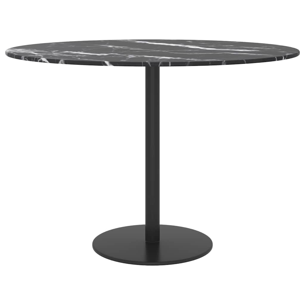 322264 vidaXL Table Top Black Ø60x0,8 cm Tempered Glass with Marble Design 3