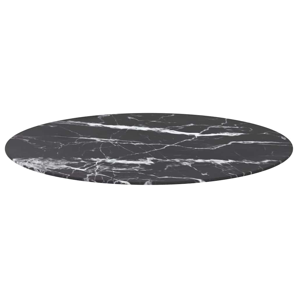 vidaXL Table Top | Black | Tempered glass | 90 cm | Decorative Inlays 2