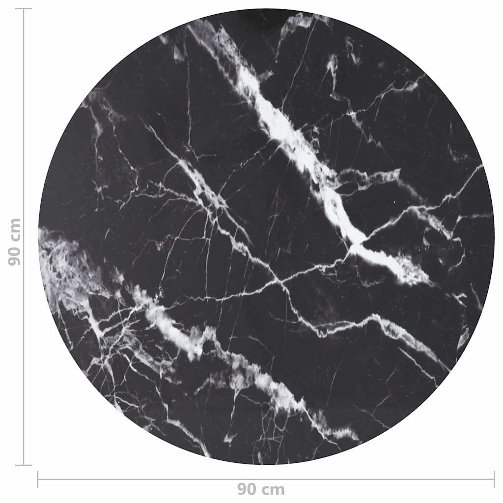 vidaXL Table Top | Black | Tempered glass | 90 cm | Decorative Inlays 4