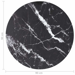 vidaXL Table Top | Black | Tempered glass | 90 cm | Decorative Inlays 4