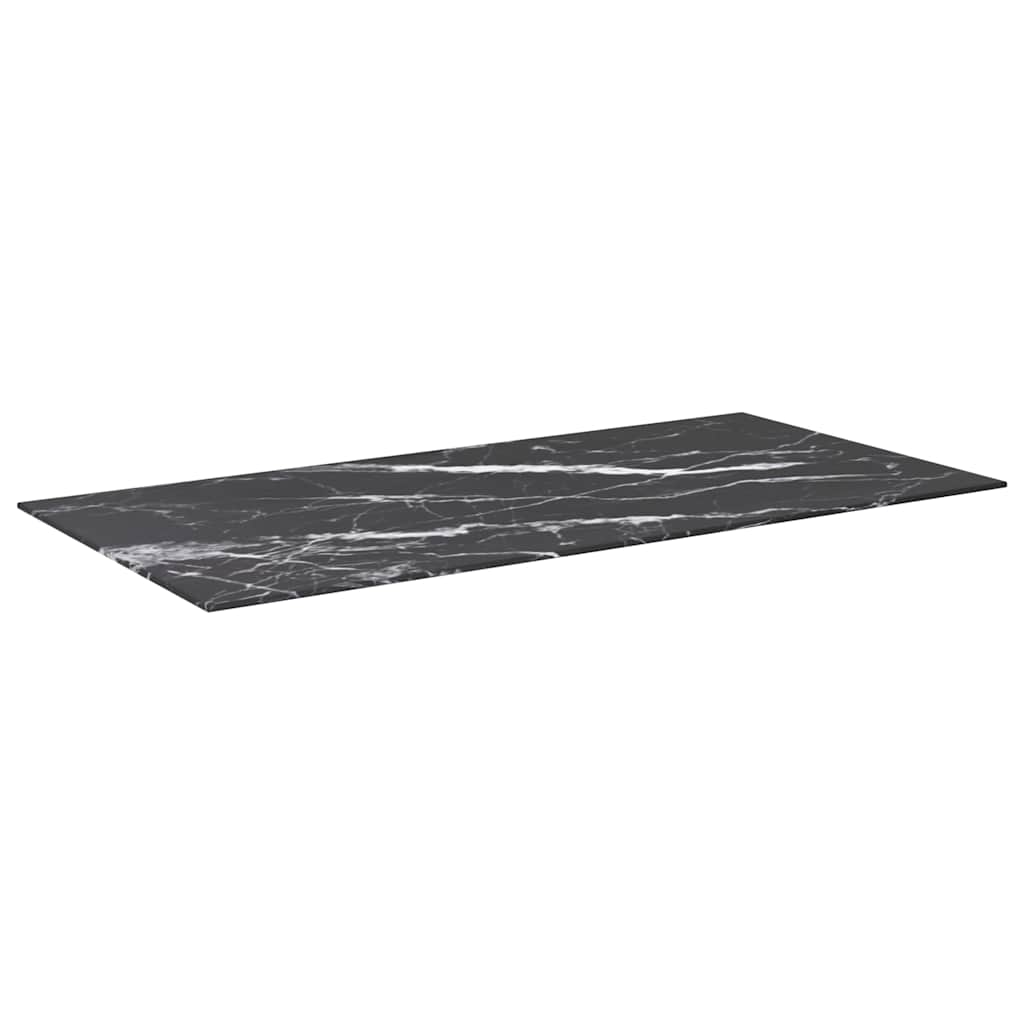 vidaXL Table Top Black 100x50 cm 6mm Tempered Glass with Marble Design 2