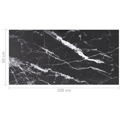 vidaXL Table Top Black 100x50 cm 6mm Tempered Glass with Marble Design 6