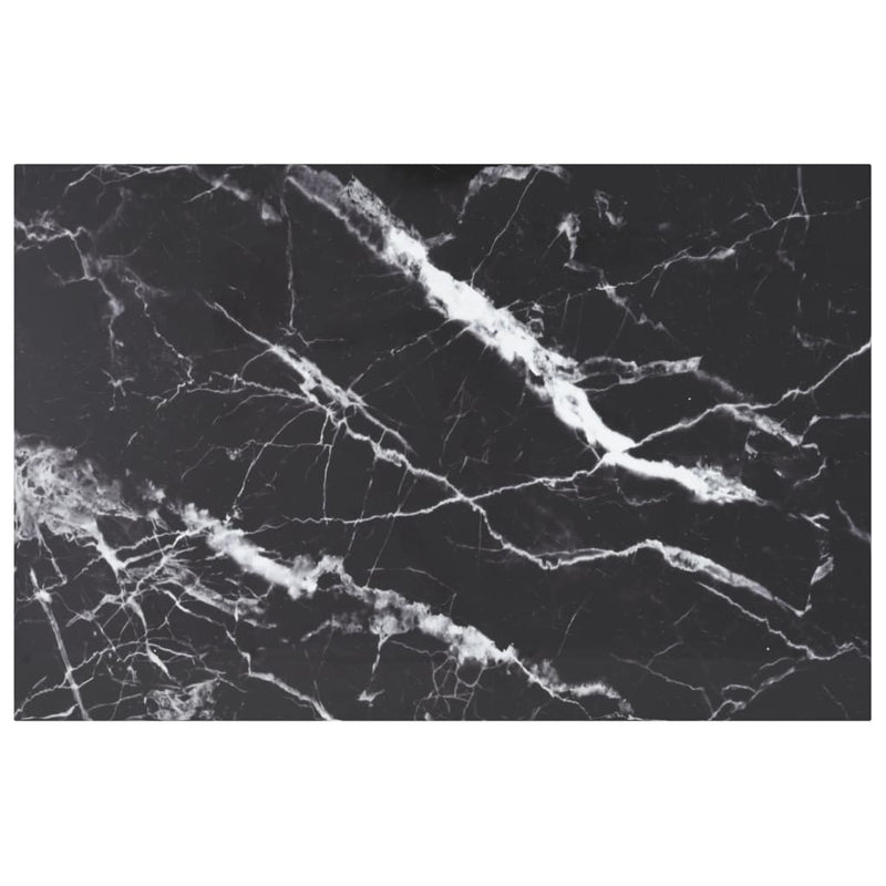 Table Top Black 100x62 cm 8mm Tempered Glass with Marble Design