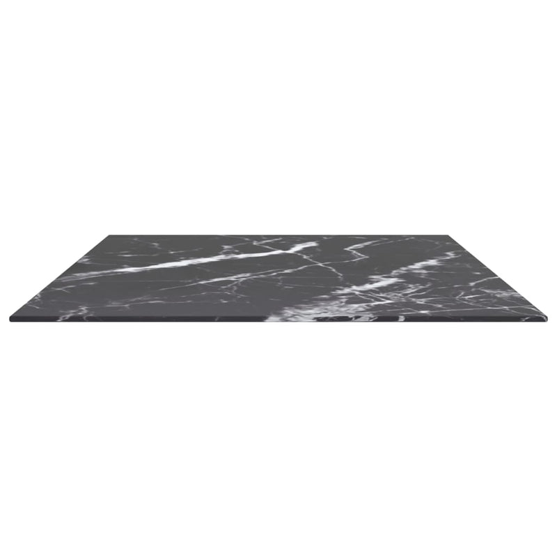 Table Top Black 100x62 cm 8mm Tempered Glass with Marble Design