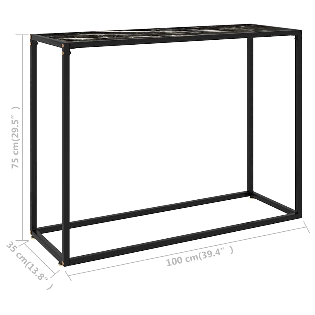 vidaXL Console Table Black 100x35x75 cm Tempered Glass 6