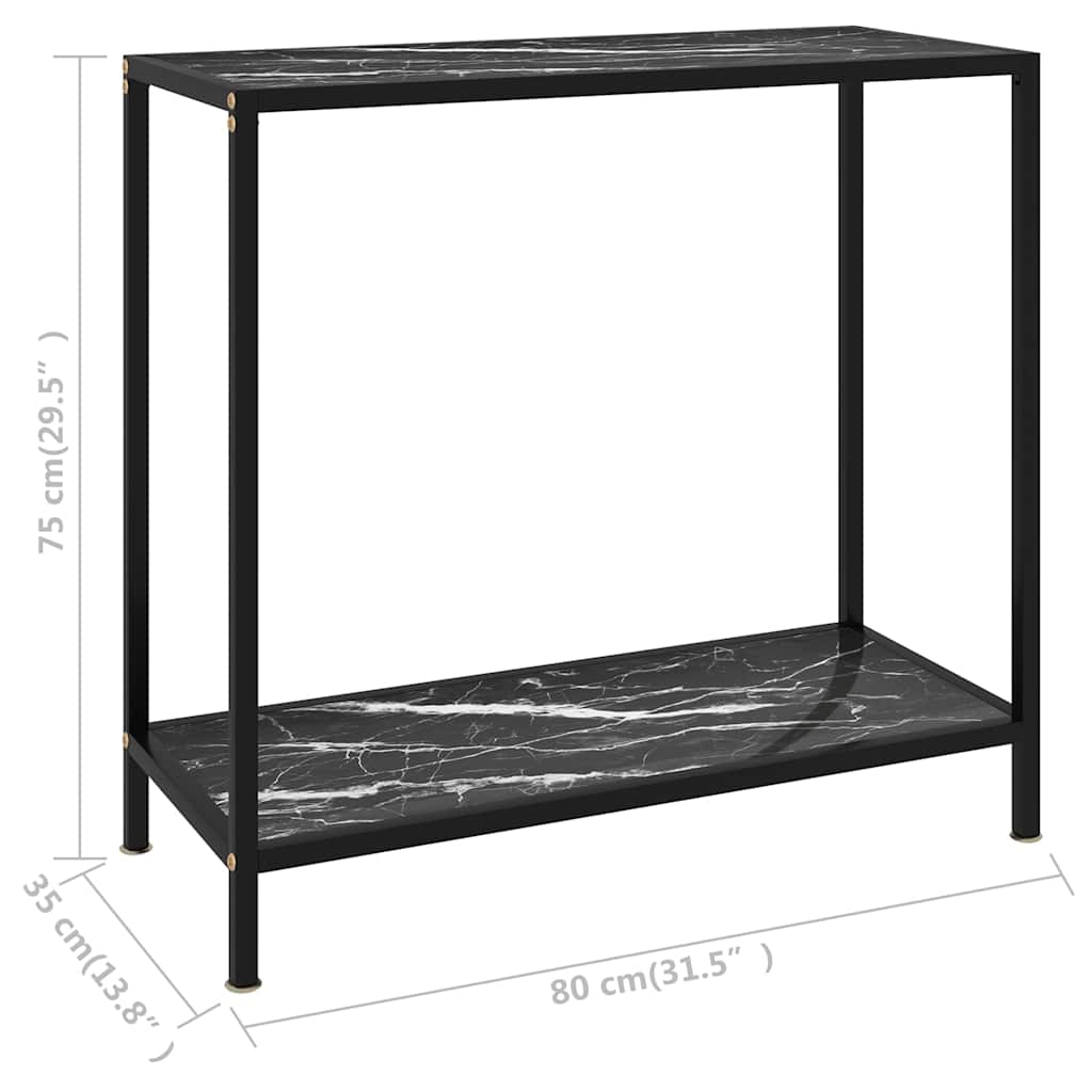 vidaXL Console Table | Black | Tempered glass, powder-coated steel | 80x35x75 cm 6