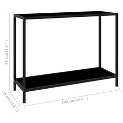 vidaXL Console Table Black 100x35x75 cm Tempered Glass 6