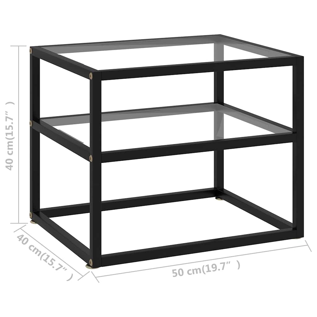 vidaXL Console Table | Clear, Black | Tempered Glass, Powder-Coated Steel 5