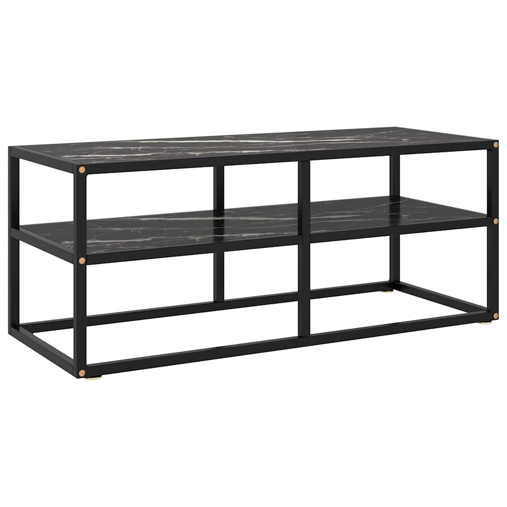 vidaXL Tv Cabinet | Black | Tempered Glass, Powder-Coated Steel | Medium 1