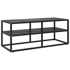 vidaXL Tv Cabinet | Black | Tempered Glass, Powder-Coated Steel | Medium 1