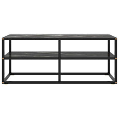 vidaXL Tv Cabinet | Black | Tempered Glass, Powder-Coated Steel | Medium 2