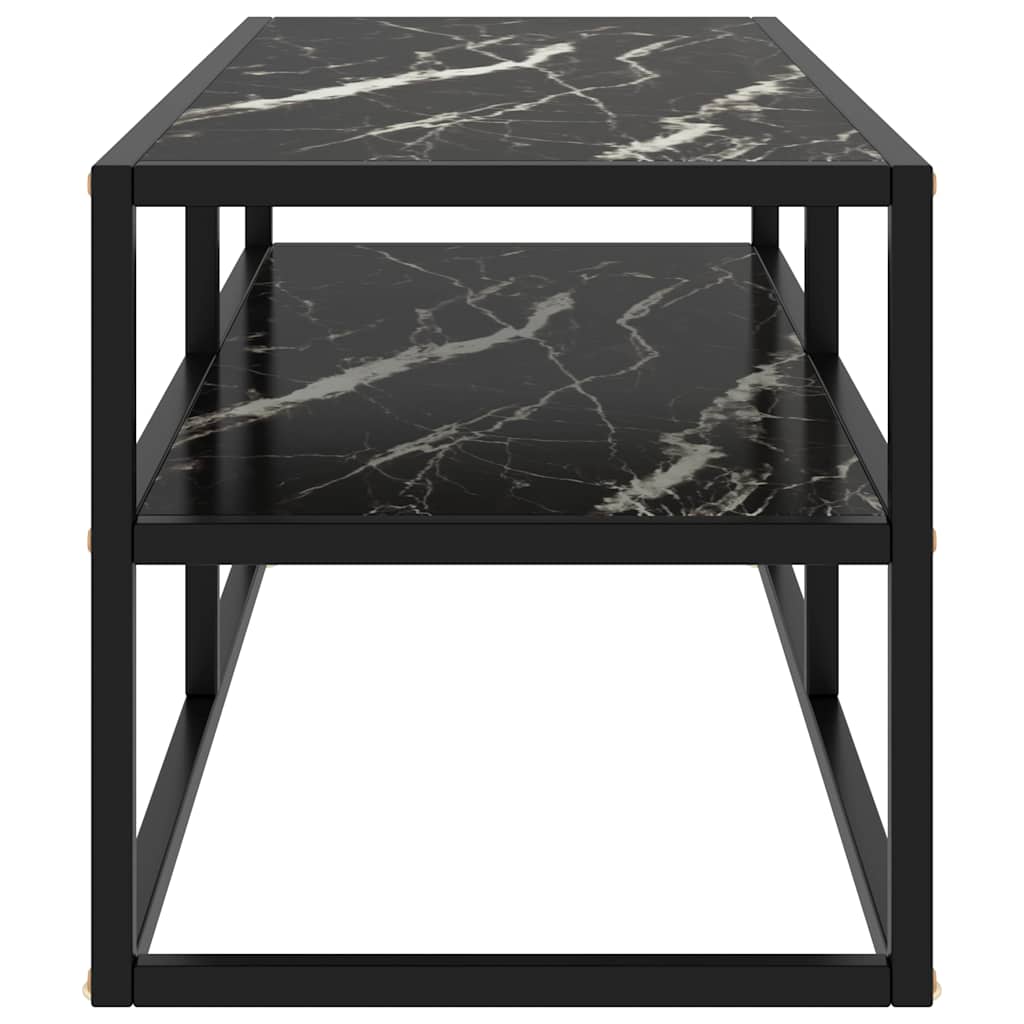 TV Cabinet with Glass 100x40x40 cm Marble black
