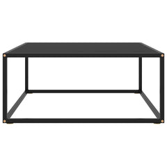 vidaXL Coffee Table Black with Black Glass 80x80x35 cm 2