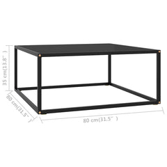 vidaXL Coffee Table Black with Black Glass 80x80x35 cm 5