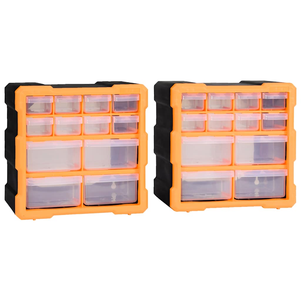 vidaXL Multi-drawer Organisers with 12 Drawers 2 pcs 26.5x16x26 cm 1