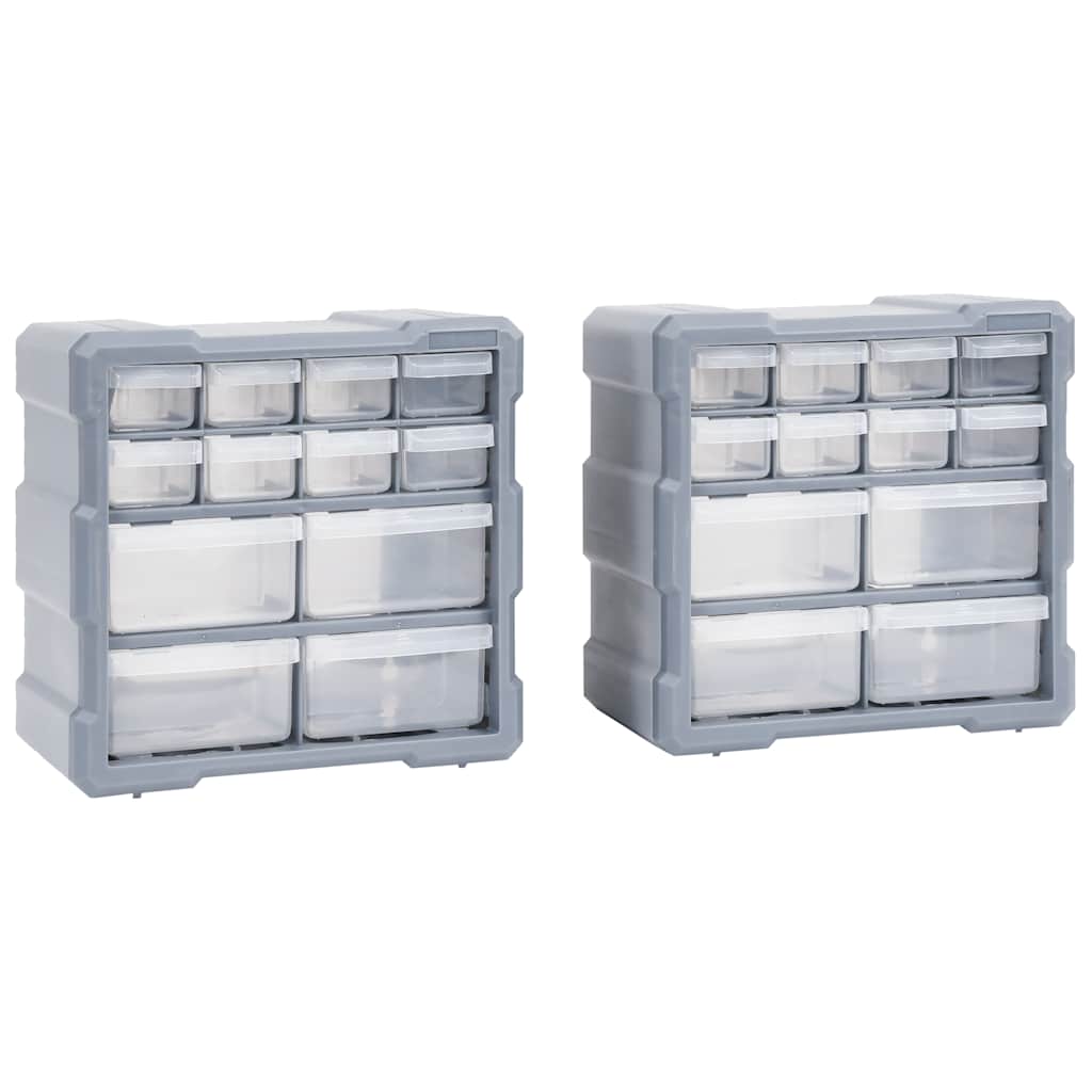 vidaXL Multi-drawer Organisers with 12 Drawers 2 pcs 26.5x16x26 cm 1