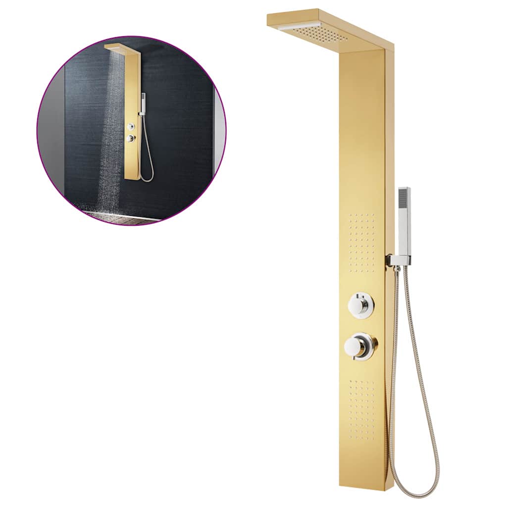 147717 vidaXL Shower Panel System Stainless Steel 201 Gold 2