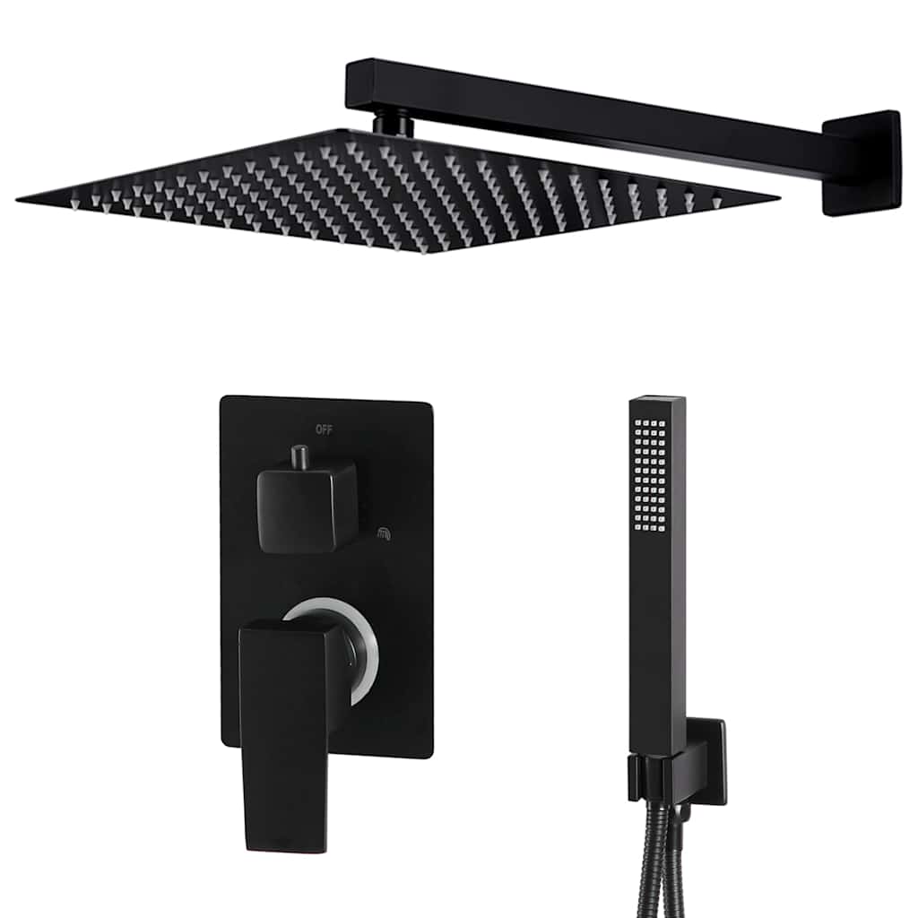 147718 vidaXL Shower System Stainless Steel 201 Black 2