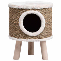 vidaXL Cat House with Wooden Legs 41 cm Seagrass 3