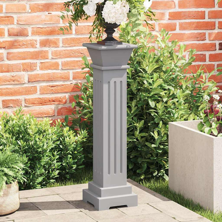 323969 vidaXL Classic Square Pillar Plant Stand Grey 17x17x66 cm MDF 1