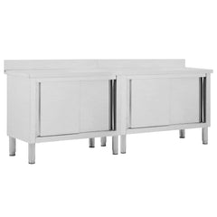 Work Tables with Sliding Doors 2pcs 240 x 50 x (95-97) cm