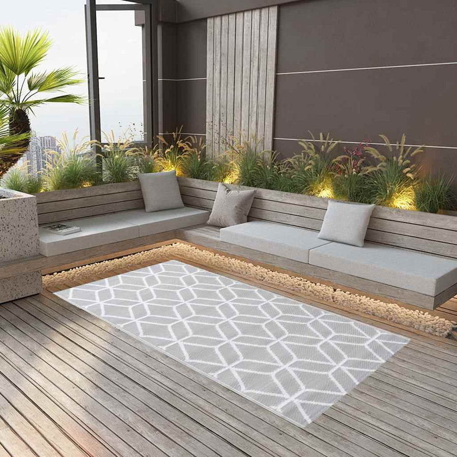 vidaXL Outdoor Carpet | Grey | Polypropylene | 120 x 180 cm | Pattern 1