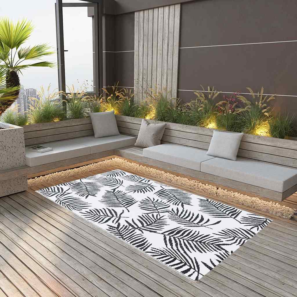 vidaXL Outdoor Carpet | White and Black | Polypropylene | Medium 1