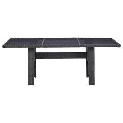 Garden Dining Table Brown 200x100x74 cm Glass and Poly Rattan Black