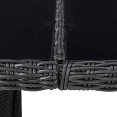 Garden Dining Table Brown 200x100x74 cm Glass and Poly Rattan Black